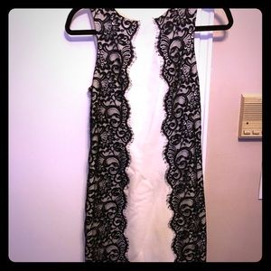 White with black lace dress